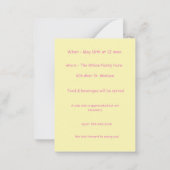 Invitation d'anniversaire de naissance de la petit (Dos)