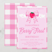 Invitation d'anniversaire de naissance Strawberry (Devant / Derrière)