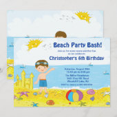 Invitation d'anniversaire de natation de garçon de (Devant / Derrière)