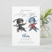 Invitation d'anniversaire de ninja Invitation d'an (Debout devant)