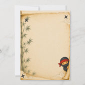 Invitation d'anniversaire de ninja mignon (Dos)