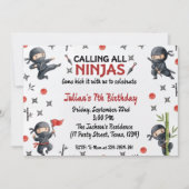 Invitation d'anniversaire de ninja pour garçon art (Devant)