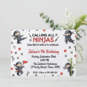 Invitation d'anniversaire de ninja pour garçon art (Debout devant)