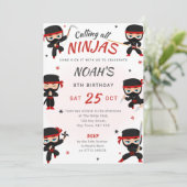 Invitation d'anniversaire de Ninja Rouge - Fête de (Debout devant)