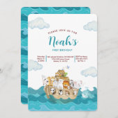 Invitation d'anniversaire de Noah's Ark. (Devant / Derrière)