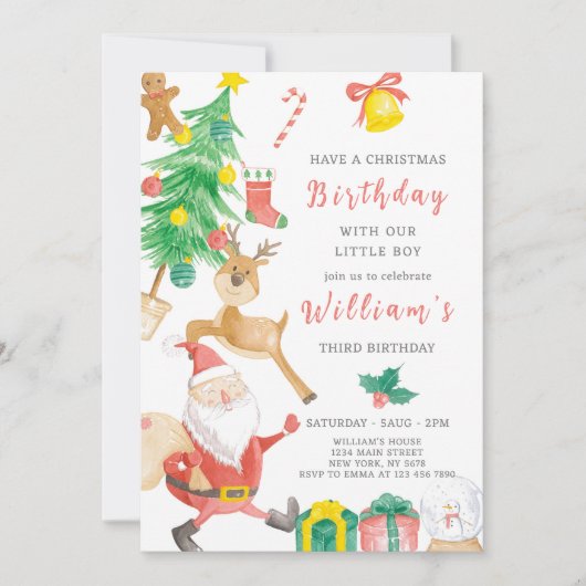 Invitation d'anniversaire de Noël (Devant)