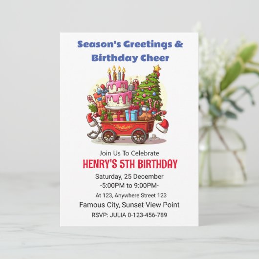 Invitation d'anniversaire de Noël (Debout devant)