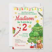 Invitation d'anniversaire de Noël Aquarelle Vintag (Devant)