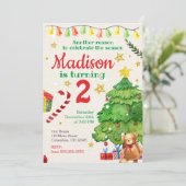 Invitation d'anniversaire de Noël Aquarelle Vintag (Debout devant)