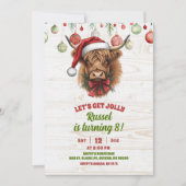 Invitation d'anniversaire de Noël de vache highlan (Devant)