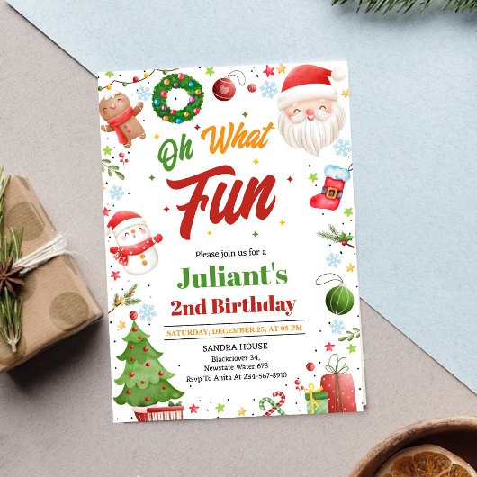Invitation d'anniversaire de Noël Oh Quel Plaisir
