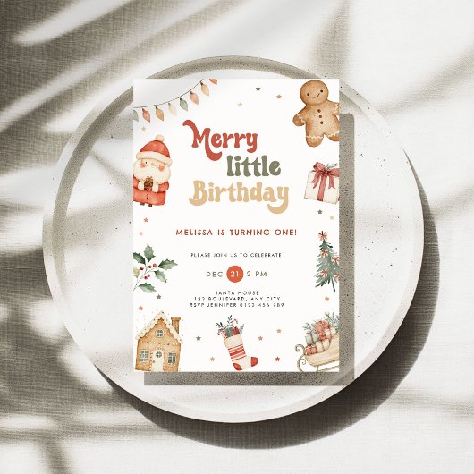 Invitation d'anniversaire de Noël pour 1 an