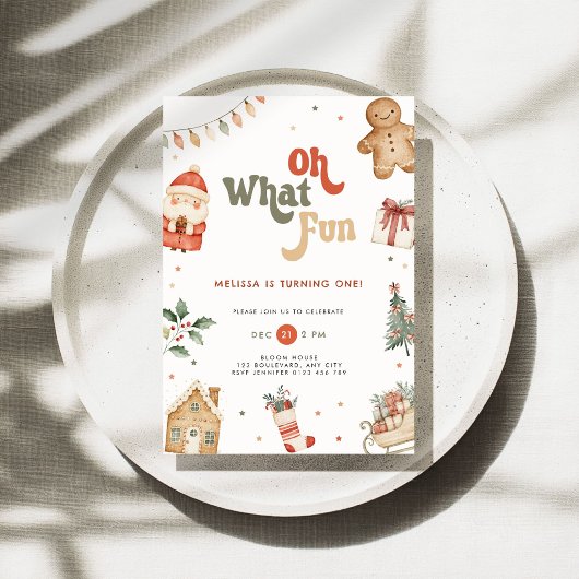 Invitation d'anniversaire de Noël pour 1 an Rouge