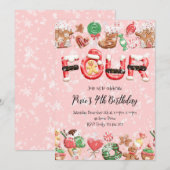 Invitation d'anniversaire de Noël pour 4 ans (Devant / Derrière)