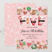 Invitation d'anniversaire de Noël pour 5 ans (Devant / Derrière)