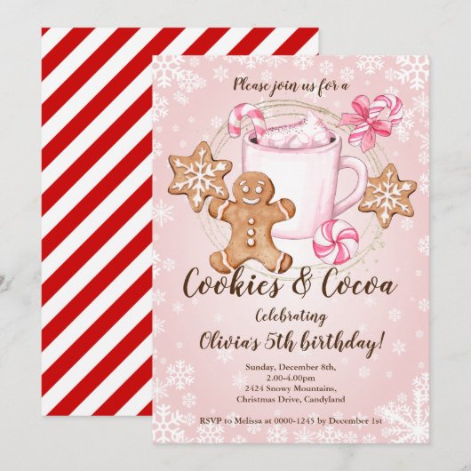 Invitation d'anniversaire de Noël pour biscuits et (Devant / Derrière)