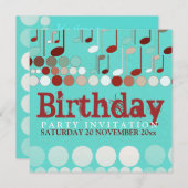 Invitation d'anniversaire de notes musicales (Devant / Derrière)