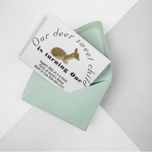 Invitation d'anniversaire de notre bébé doux cerf