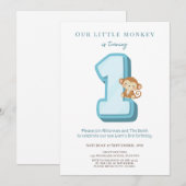 Invitation d'anniversaire de notre petit singe ble (Devant / Derrière)