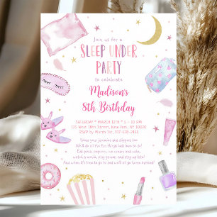 Invitation d'anniversaire de nuitée aquarelle rose