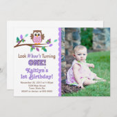 Invitation d'anniversaire de Owl 1er Birthday Part (Devant / Derrière)