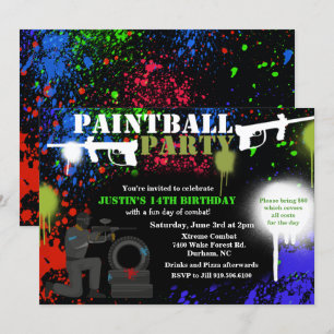 Invitation d'anniversaire de paintball afro-améric