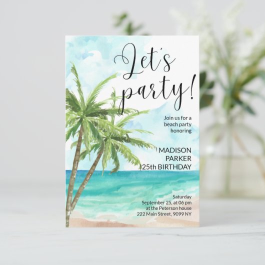 Invitation d'anniversaire de Palm Beach (Debout devant)