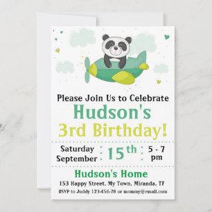 Invitation d'anniversaire de panda