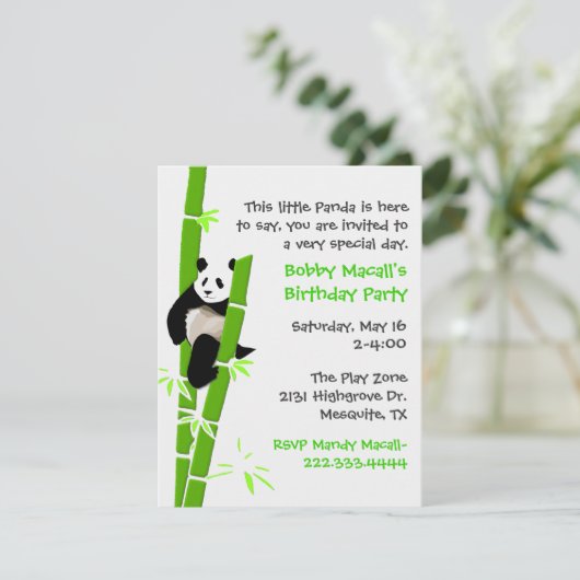 Invitation d'anniversaire de panda (Debout devant)