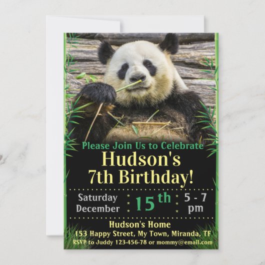 Invitation d'anniversaire de panda (Devant)