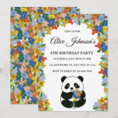 Invitation d'anniversaire de Panda, Fleur Panda An (Devant / Derrière)