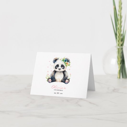 Invitation d'anniversaire de Panda, Invitation d'a (Devant)