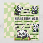 Invitation d'anniversaire de panda mignon  (Devant / Derrière)
