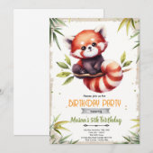 Invitation d'anniversaire de Panda roux (Devant / Derrière)