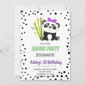 Invitation d'anniversaire de panda violet (Devant)