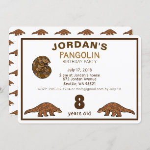 Invitation d'anniversaire de Pangolin