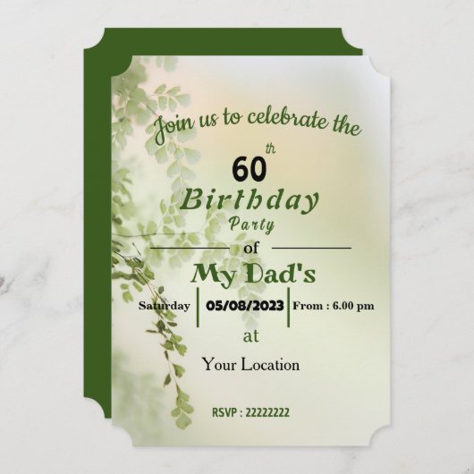 Invitation d'anniversaire de papa (Devant / Derrière)