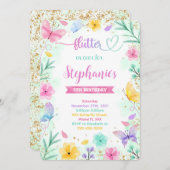 Invitation d'anniversaire de papillon (Devant / Derrière)