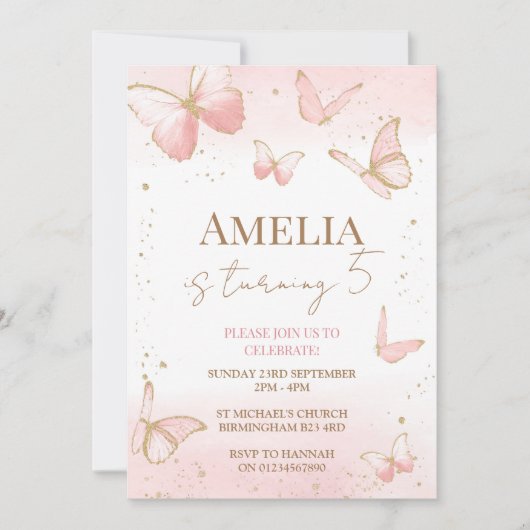 Invitation d'anniversaire de papillon (Devant)