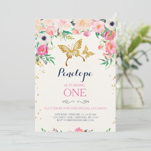 Invitation d'anniversaire de papillon (Debout devant)