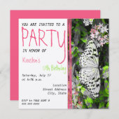 Invitation d'anniversaire de papillon - couleur (Devant / Derrière)
