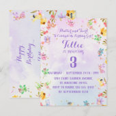 Invitation d'anniversaire de papillon de fée et de (Devant / Derrière)