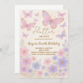 Invitation d'anniversaire de papillon de rêve (Devant / Derrière)