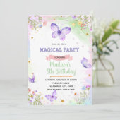 Invitation d'anniversaire de papillon pourpre (Debout devant)
