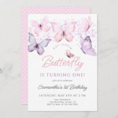 Invitation d'anniversaire de papillon, premier ann (Devant / Derrière)