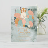 Invitation d'anniversaire de Pâques de lapin d'aqu (Debout devant)