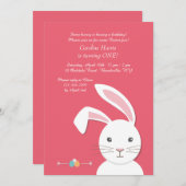 Invitation d'anniversaire de Pâques Lapin Blanc (Devant / Derrière)