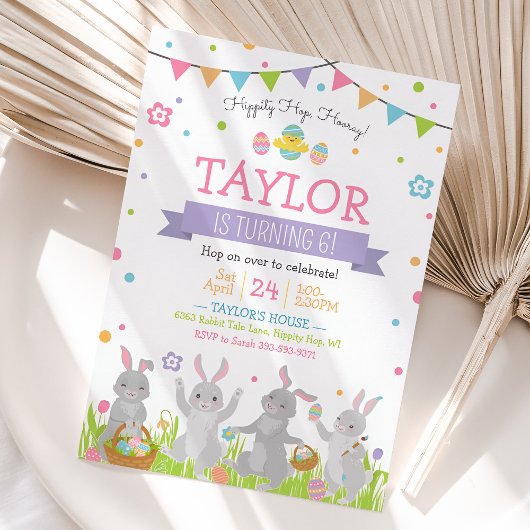 Invitation d'anniversaire de Pâques, Lapin de Pâqu