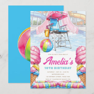 Invitation d'anniversaire de parc aquatique Chaise