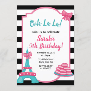 Invitation d'anniversaire de Paris Invitation fran